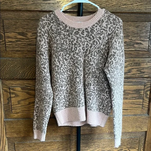 Madewell Shrunken Pullover Sweater in Leopard size M - Picture 2 of 6